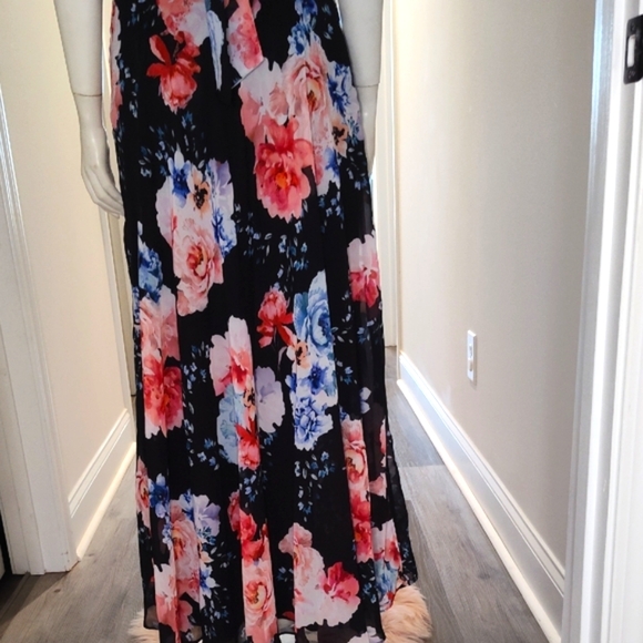 Nightway Floral Maxi Dress - Black and Pink - Picture 10 of 15